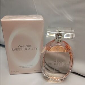 Calvin Klein Sheer Beauty Pink-Tinted Glass Perfume Bottle. 3.0 oz
